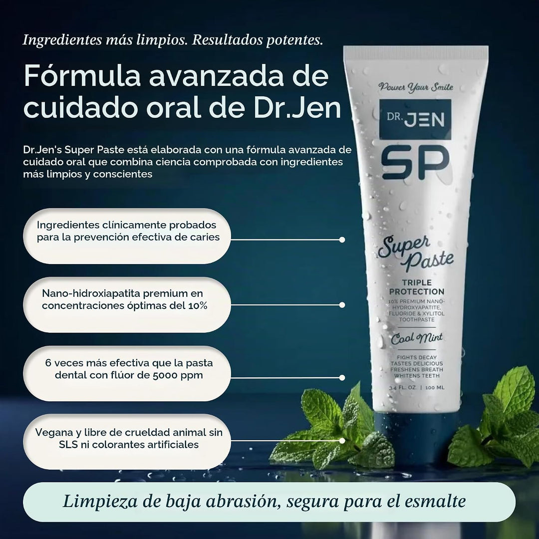 Dr. Jen Super Pasta de dientes, 10% Nano Hidroxiapatita, diseñada p...