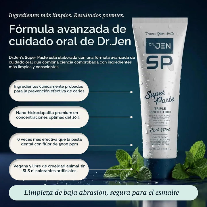 Dr. Jen Super Pasta de dientes, 10% Nano Hidroxiapatita, diseñada p...