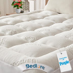 BEDLORE Cubrecolchón Queen de Viscosa Derivada de Bambú, Almohadilla Superior Gruesa (Pillow Top) para Colchón con Bolsillos Elásticos para Colchones de 6-18 Pulgadas, Cubrecolchón Suave y