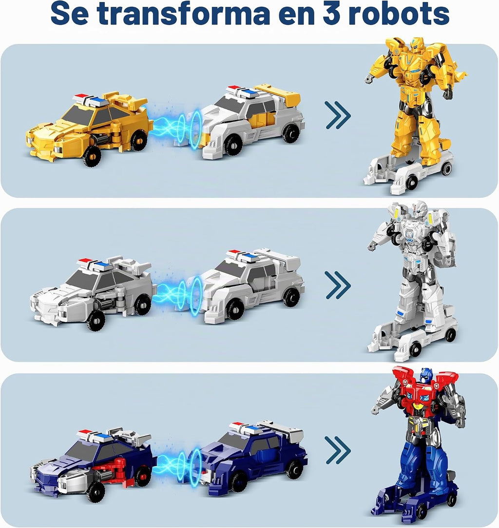 Juguetes magnéticos de robot de coche para niños, 6 vehículos que