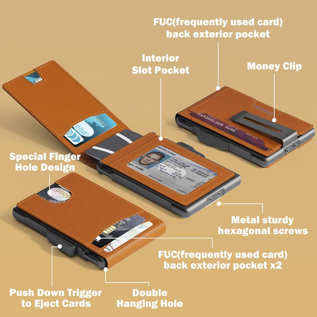 umoven Billetera para hombre \u2013 con clip para dinero, ranuras d...