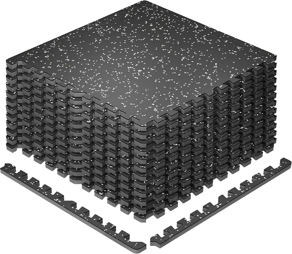 SUPERJARE Alfombrillas de Equipo de Ejercicio Extra Gruesas de 0.79'', 12 Piezas 48 Pies Cuadrados Baldosas de Piso con Parte Superior de Goma con Espuma EVA de Alta Densidad, Pisos de Gimnasio