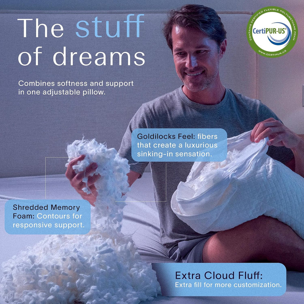 DreamyBlue Signature Adjustable Shredded Memory Foam Pillow King