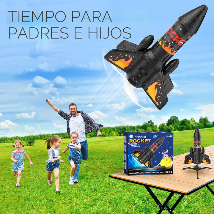 Ovaasy Lanzacohetes para niños, juguete de cohete motorizado de lan...