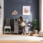 KidKraft Cocina de Juguete Uptown Espresso de Madera con Teléfono de Juguete, Pizarra y Toallero, Espresso