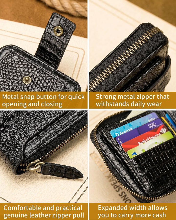 Cartera de cuero genuino con patrón de cocodrilo Steel Lion para ho...