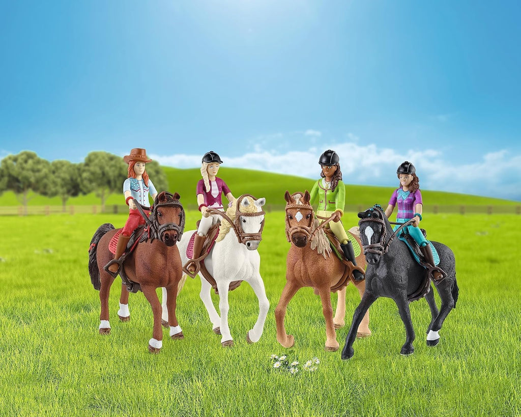 Schleich Horse Club - Juego completo de figuras de juguete de 40 piezas del Horse Club Rider - Figuras articuladas de jinete de Hannah, Sofia, Lisa y Sarah con caballos y accesorios de equitación