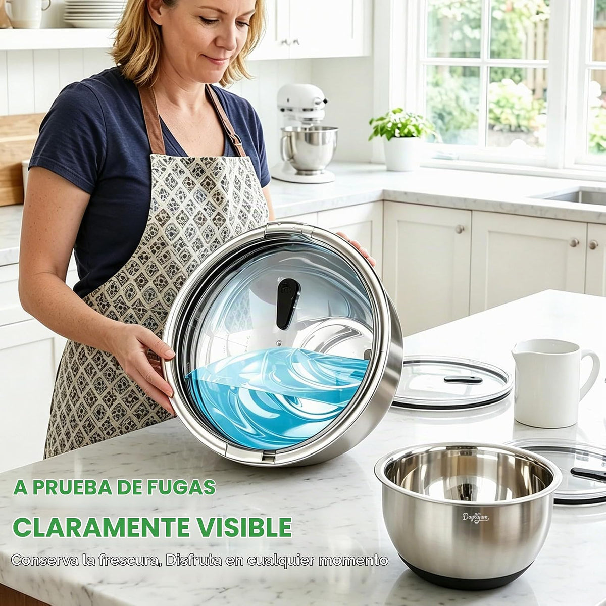 Tazones para mezclar de acero inoxidable con tapas herméticas