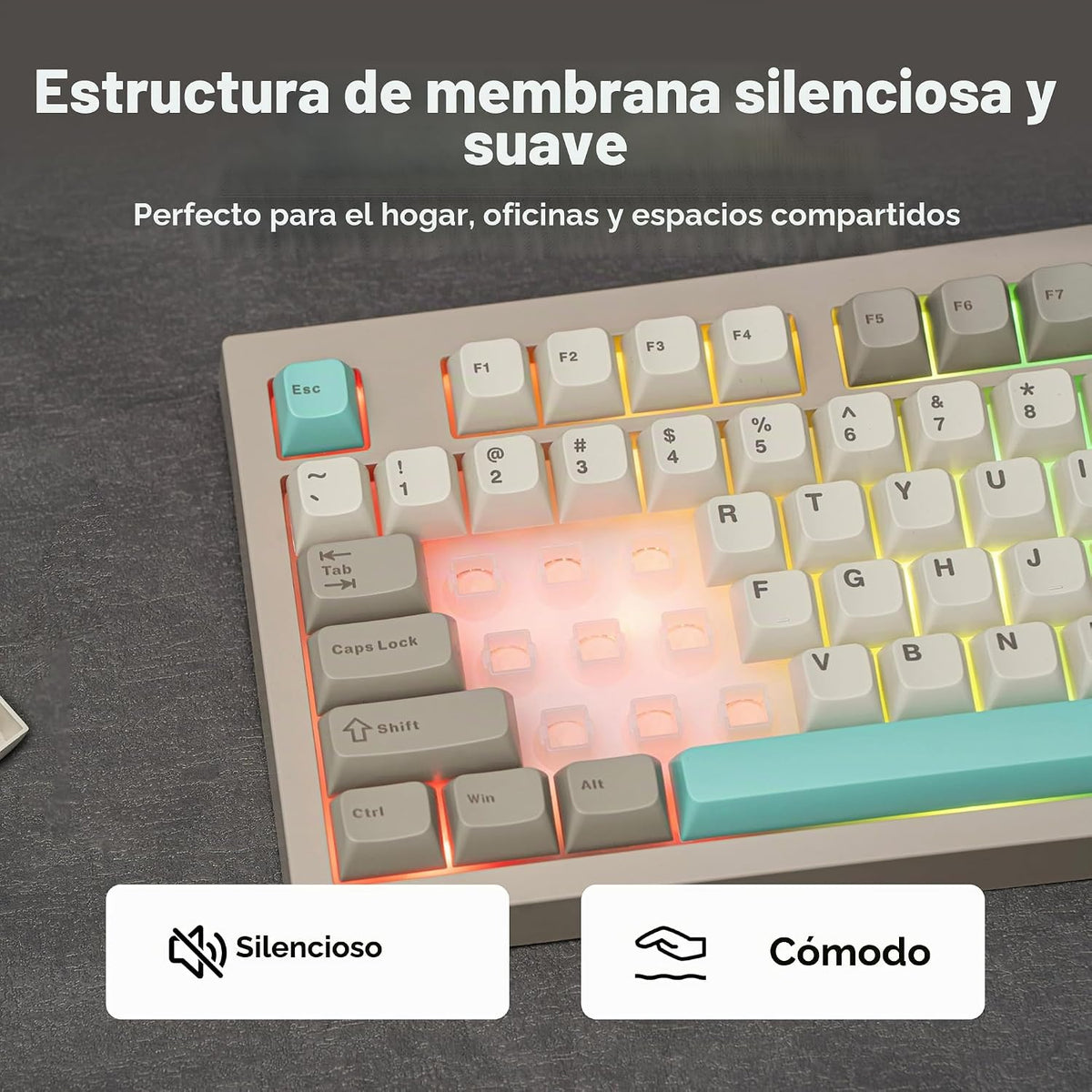 MechLands Aula S102 - Teclado de membrana para juegos con teclado n...