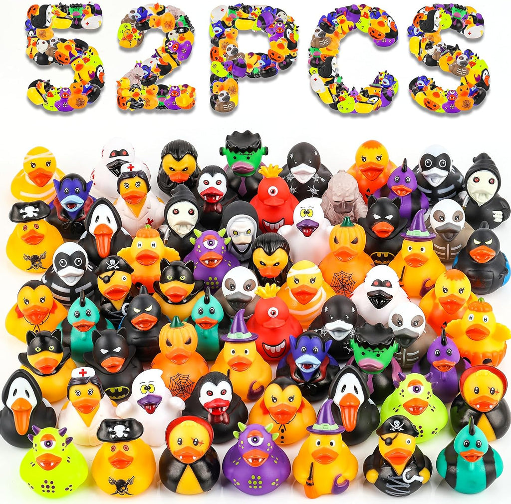 DMSKY 52 Pcs Halloween Rubber Ducks en Bulk, Assorted Styles