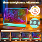 Tablero de dibujo LED de 16 pulgadas para niños, tablero de notas LED recargable con 7 colores, tableta de dibujo iluminada, 7 modos dinásticos, incluye adaptador, regalos de Navidad, cumpleaños