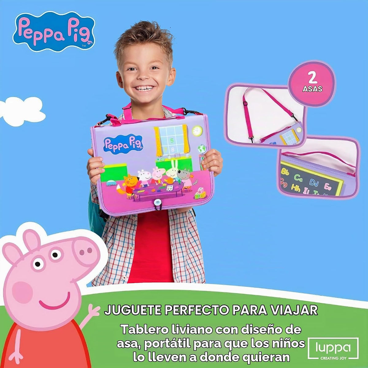 Peppa Pig Tablero Ocupado para Niños Pequeños – Juguetes Montessori para niños de 1, 2, 3, 4 años, Tablero Sensorial de Actividad Educativa para el Aprendizaje Preescolar de Habilidades Motoras Finas