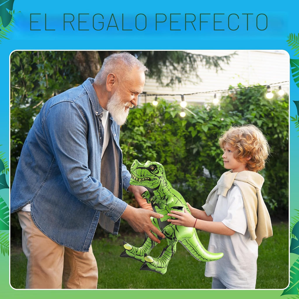 6 piezas de decoraciones inflables de dinosaurio para fiestas de cumpleaños, juguetes grandes de dinosaurios inflables para niños (20-26 pulgadas), dinosaurios para niños o niñas, globos de vinilo
