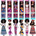 dollbie Juego de 6 muñecas de moda afroamericana con trajes para mezclar y combinar, muñecas negras posables de 11.5 pulgadas y 5 accesorios cada uno (corona, collar, pañuelo y más) + estuche de