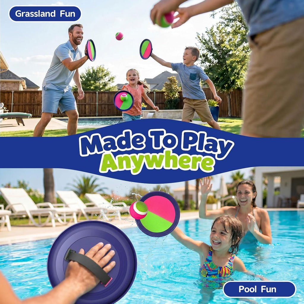 Juego de pelotas para lanzar y atrapar, juego de pelota de remo para niños para jugar al aire libre en el patio trasero