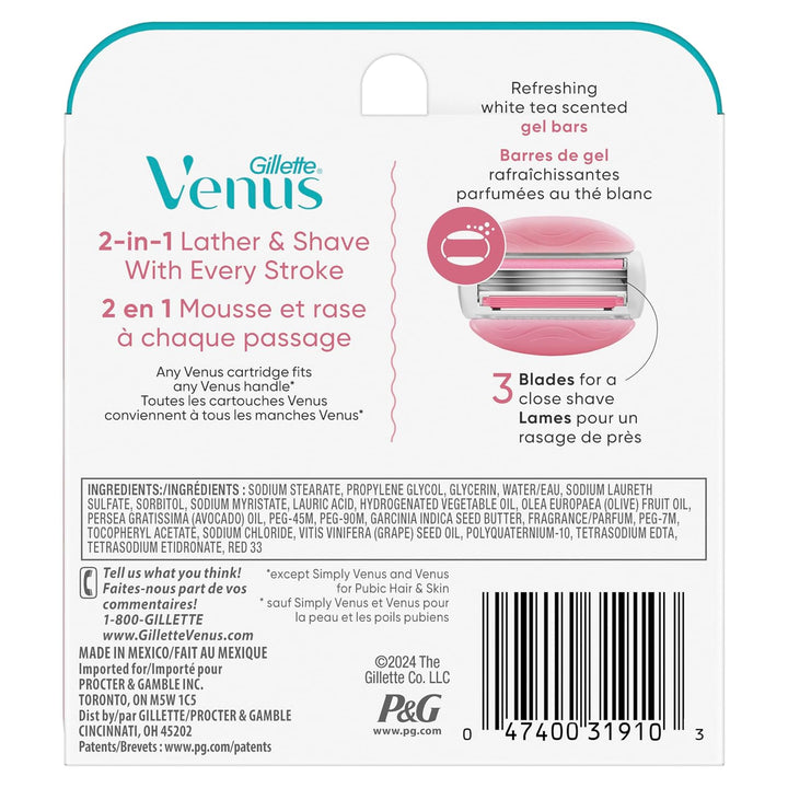 Gillette Venus ComfortGlide White Tea - Cuchillas de afeitar para m...