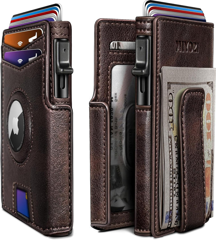 Miyozi - Billetera Airtag para hombre, con clip de dinero, estuche...