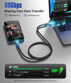 Cable de carga USB-C de 240 W de 3.3 pies, cable de datos USB C de 80 Gbps