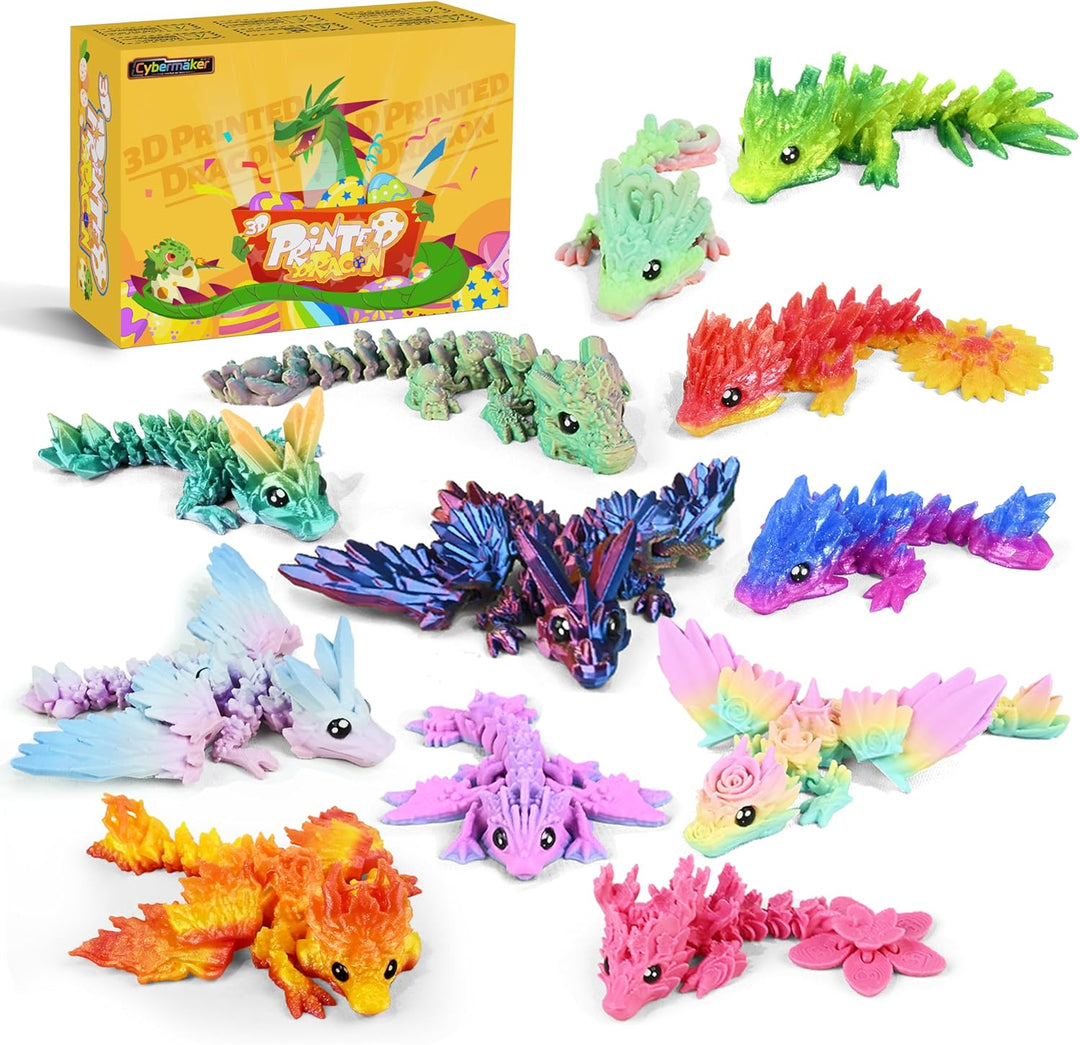 Cybermaker Juego de 12 dragones impresos en 3D rellenos de