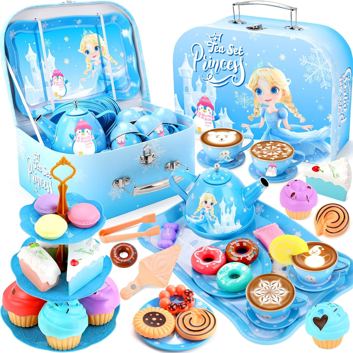 INNOCHEER - Juego de fiesta de té para niñas pequeñas de 3, 4, 5, 6, 7, 8