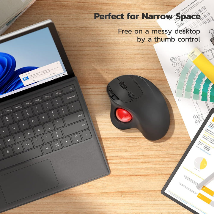 Nulea Ratón Trackball Inalámbrico M501, Ergonómico Recargable, Cont...