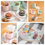 UMU® Juego de Té de Madera para Niños – Juguete de Fiesta de Té de Juego Simulado con Tazas Coloridas, Bolsitas de Té, Rodajas de Limón y Más – Juguete de Juego de Rol Montessori para Edades 3 4 5 6