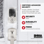Kwikset SmartCode 270 - Cerradura de puerta con teclado táctil electrónico sin llave con bloqueo automático, códigos de usuario personalizados, seguridad avanzada en níquel satinado tradicional