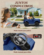 First Ride On Juguetes de 24 V y 2 plazas con licencia Chevrolet Silverado, vehículo eléctrico con control remoto y cinturones de seguridad, camión eléctrico con maletero, Bluetooth y luces LED (azul)