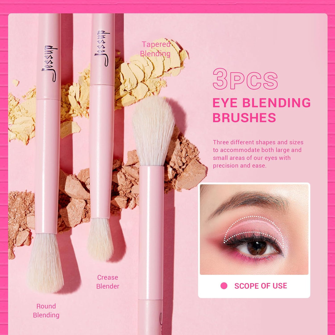 Jessup Juego de brochas para sombra de ojos 10 piezas, brochas de m...