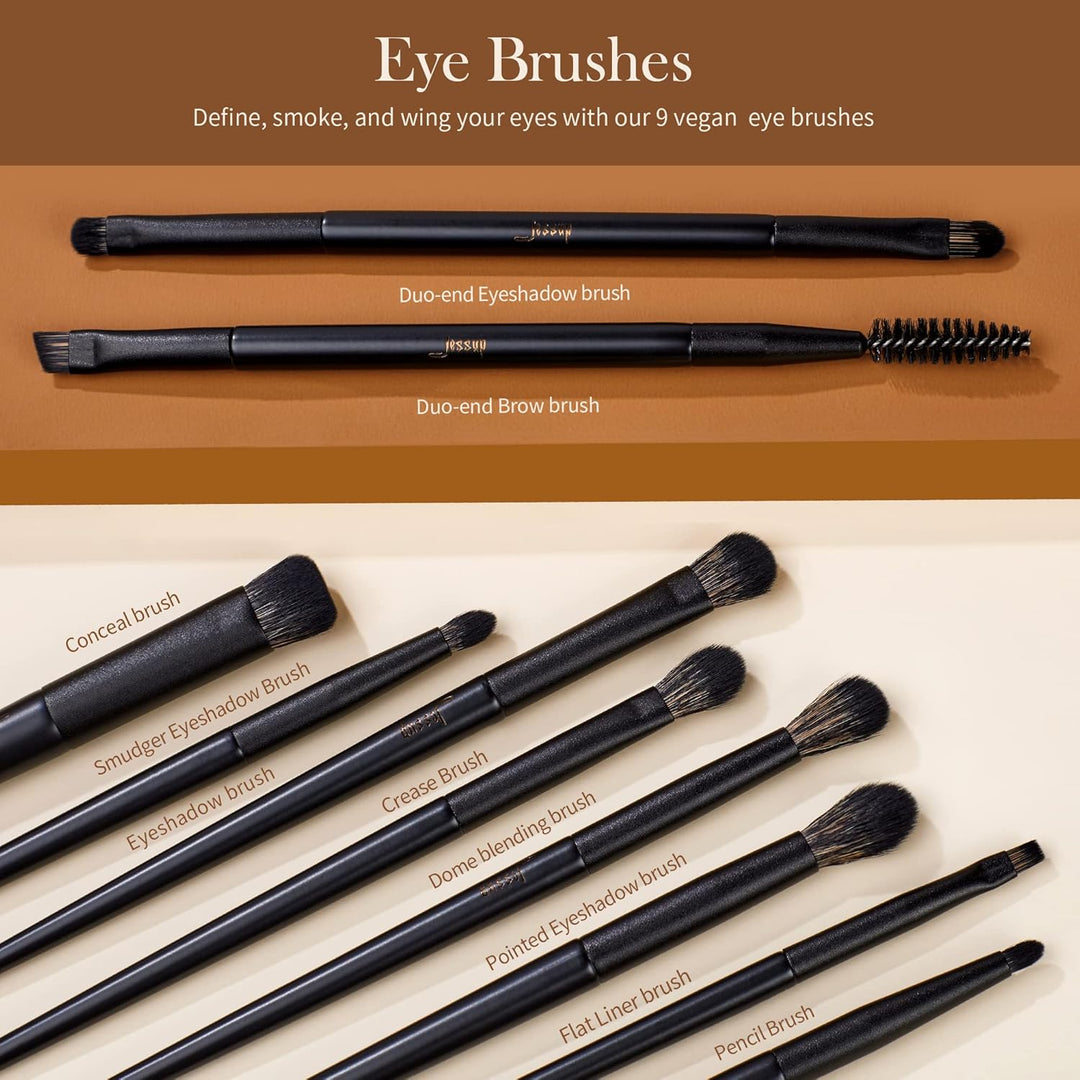Jessup - Juego de brochas de maquillaje, 14 piezas, base Kabuki neg...
