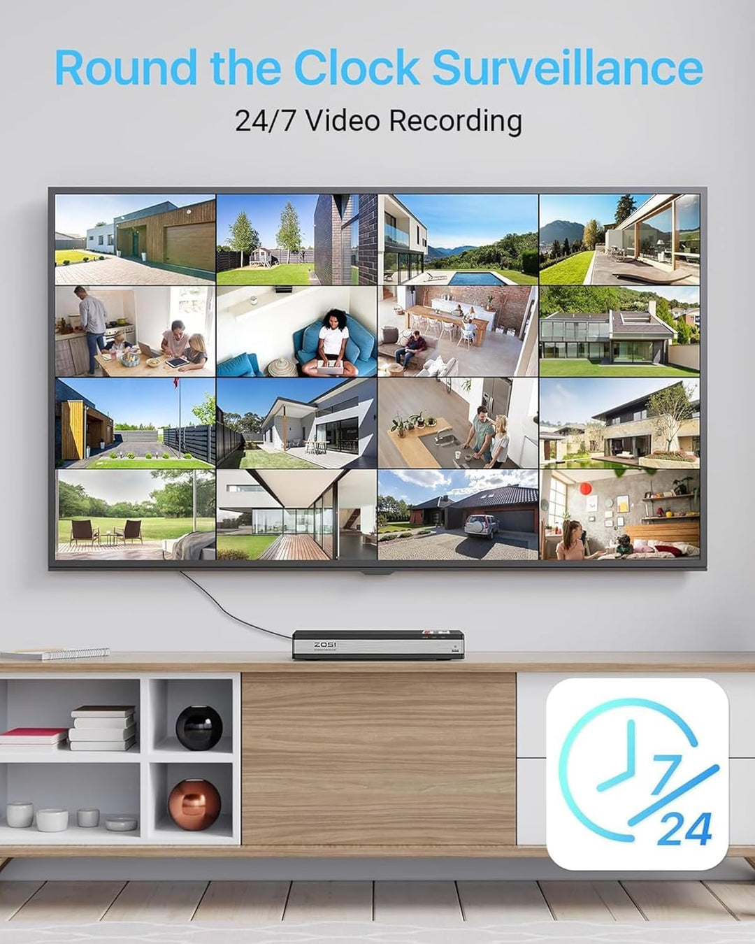 ZOSI Sistema de cámaras de seguridad para el hogar 4K 16CH PoE con...