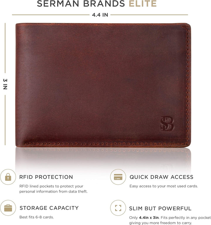 SERMAN BRANDS Mens Slim Bifold Wallet RFID Blocking Minimalist Fron...