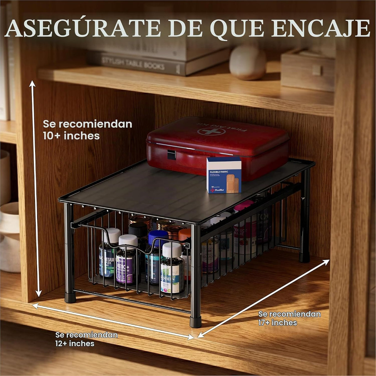 Simple Houseware - Cajón apilable, color negro