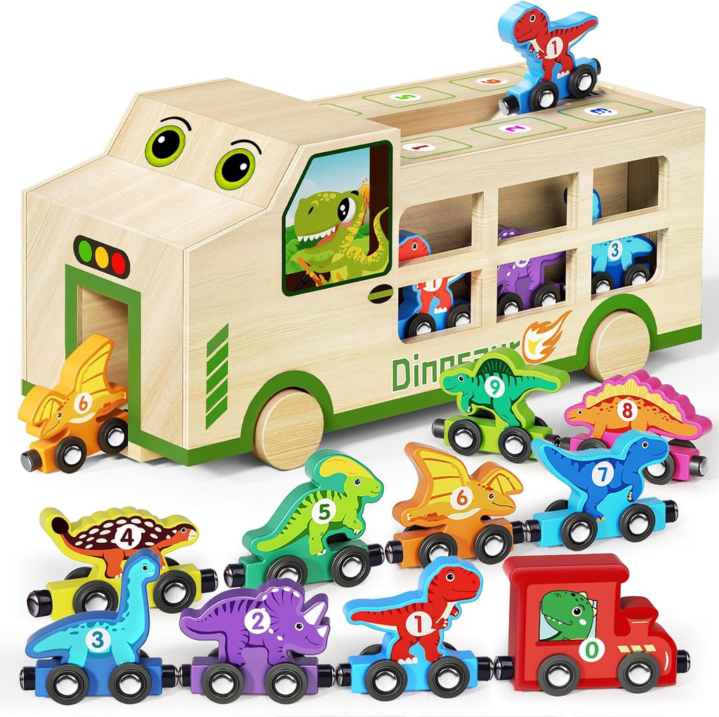Magnetic Wooden Dinosaur Train Set Montessori Toys para 2-5 Years