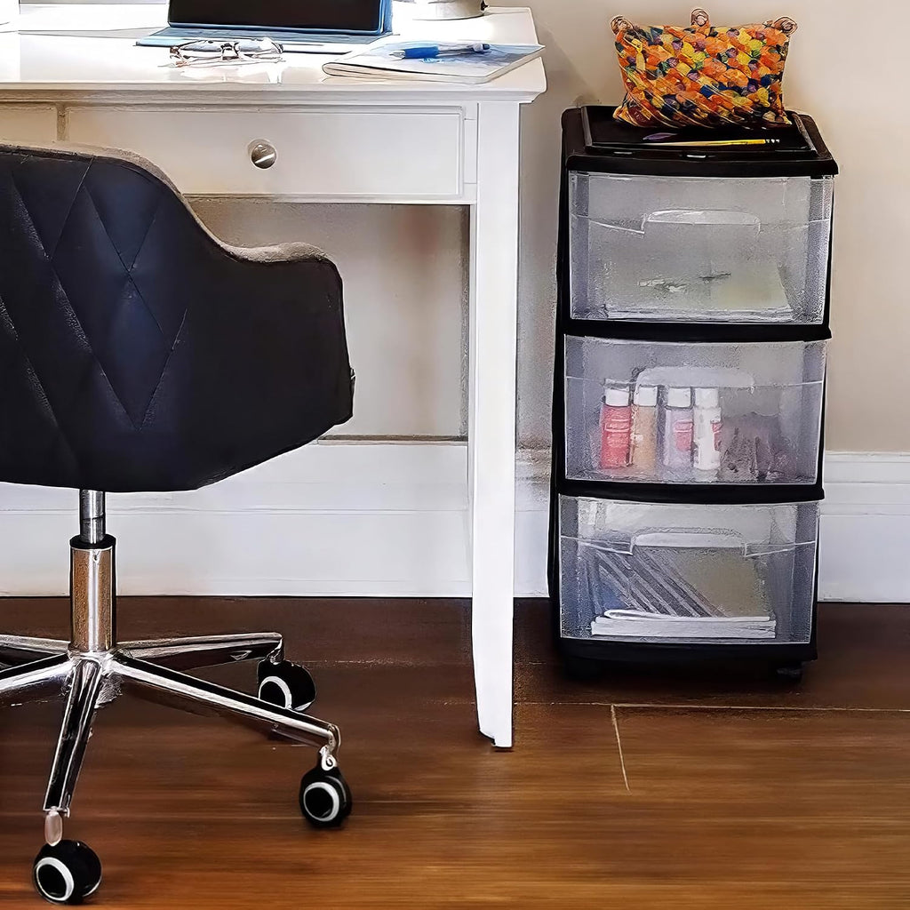 Homz - Carrito de almacenamiento de plástico con 3 cajones, cajones