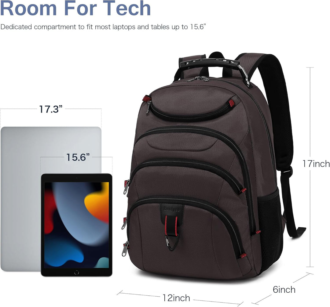 Mochila para laptop Boavan para hombre (Negro, 15.6), Café, Elegante