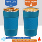 Paquete de 4 tazas de café aisladas con tapa, vaso de café de viaje de 17 onzas, tazas de café reutilizables de acero inoxidable, taza de café térmica para bebidas frías y calientes, multicolor