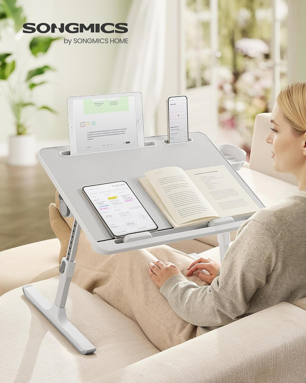 SONGMICS Escritorio para computadora portátil de cama, plegable