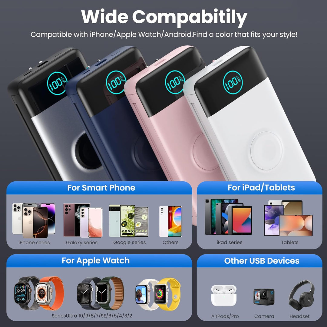 Cargador portátil para iPhone, batería externa de 40800 mAh con cab...