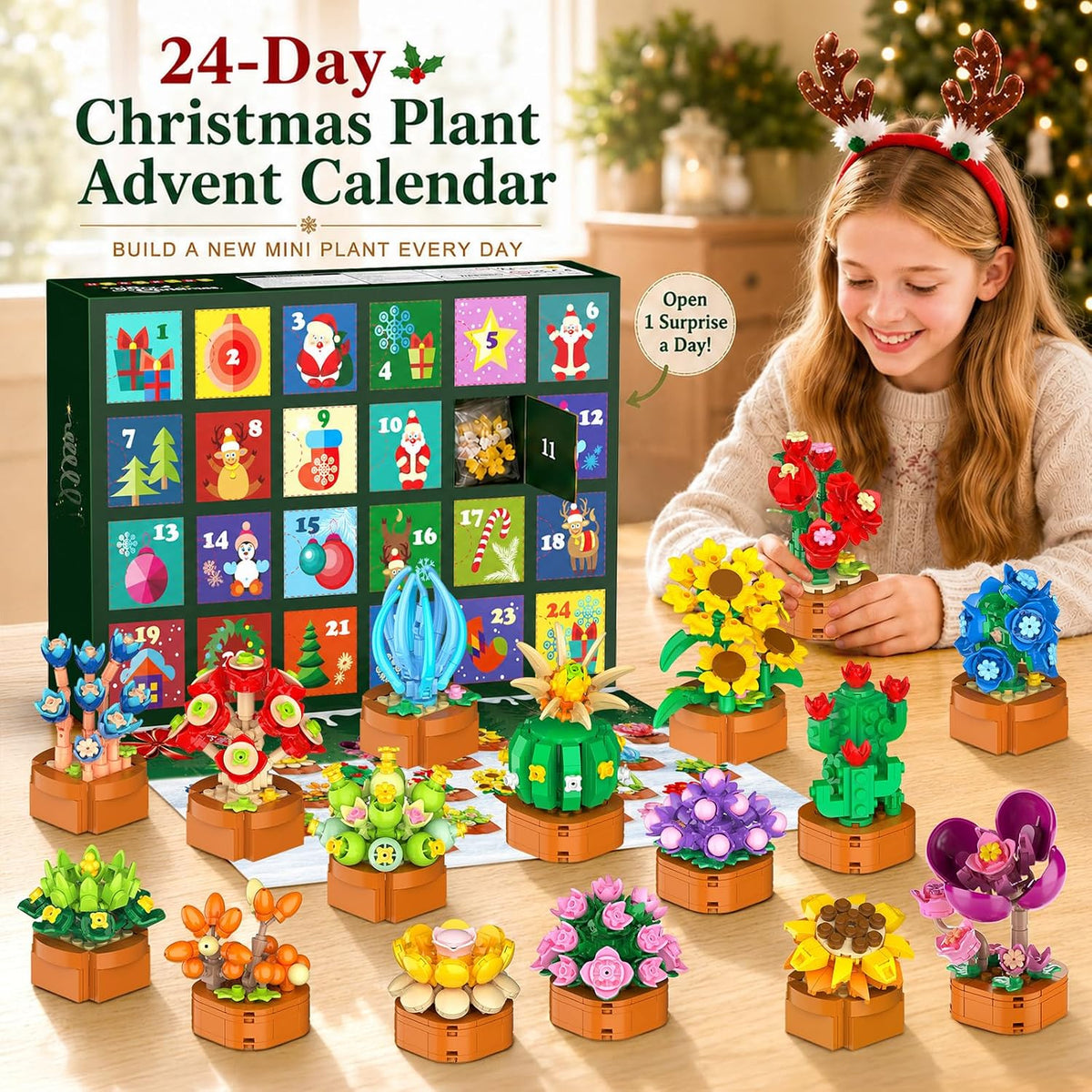 Calendario de Adviento 2026 Flores Botánico Mini Juego de Construcción para