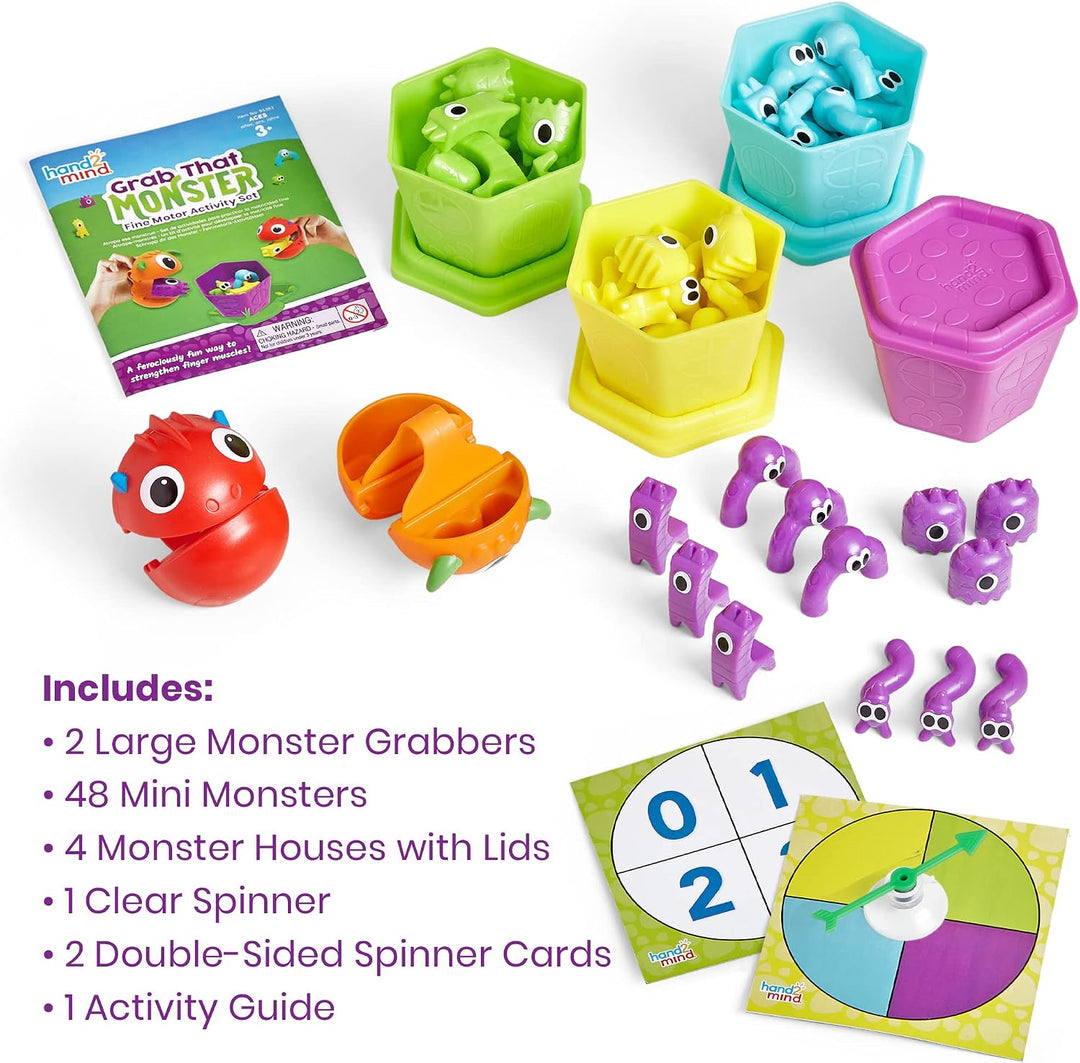 Hand2Mind Grab That Monster Conjunto de Actividades de Motricidad F...