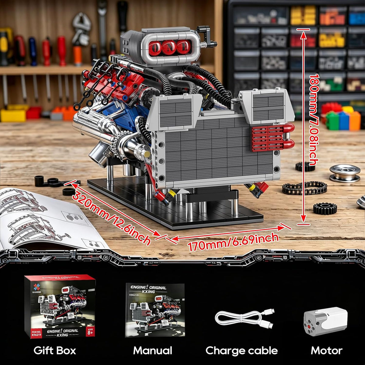 Kit de modelo de motor V8 que funciona, kit de motor muscular avanzado de