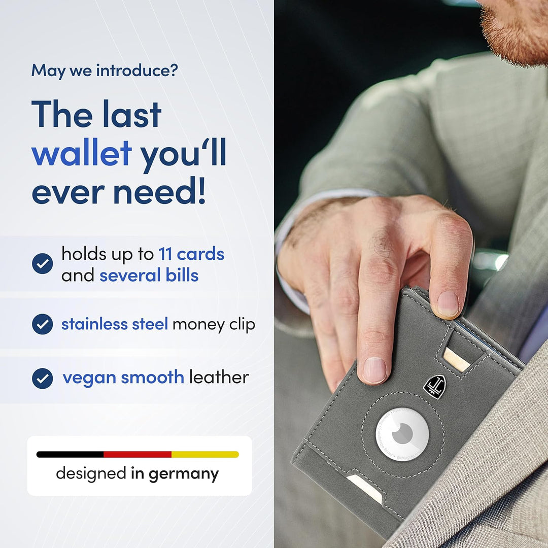 TRAVANDO AirTag* - Cartera para hombre con clip para dinero, tarjet...
