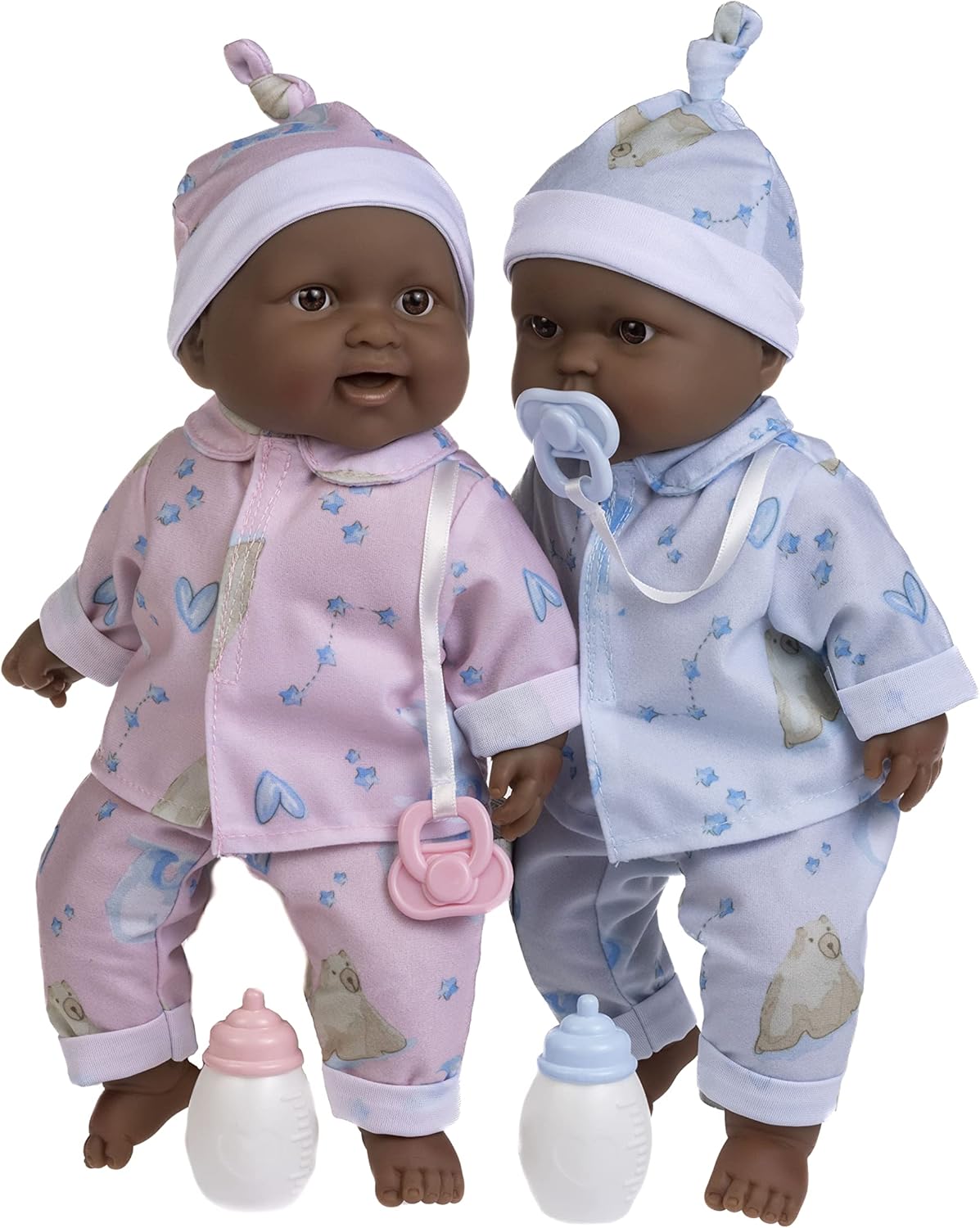 JC Toys Twins Berenguer Boutique - Muñecas de bebé de cuerpo suave realista, Gemelos afroamericanos