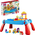 MEGA BLOKS First Builders Build 'n Learn Table - Juego de bloques para niños, color azul