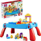 MEGA BLOKS First Builders Build 'n Learn Table - Juego de bloques para niños, color azul