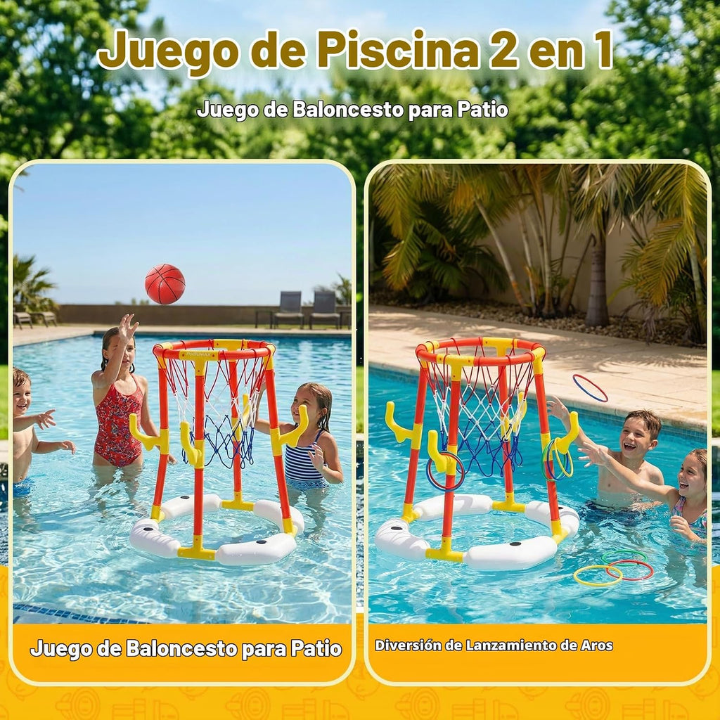2 en 1 - Juguetes de lanzamiento de aro y anillo de baloncesto