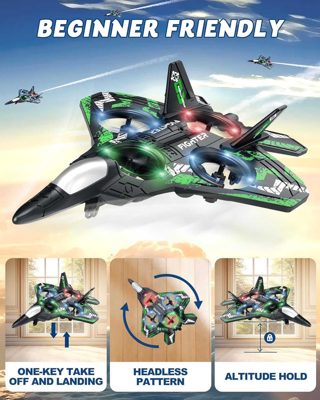 JoyRapt Drones para niños con forma de avión a control remoto, avió...