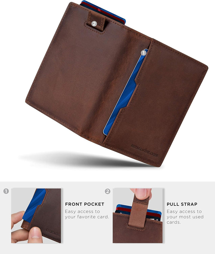 SERMAN BRANDS \u2013 Carteras para hombre, delgadas, de cuero, con...