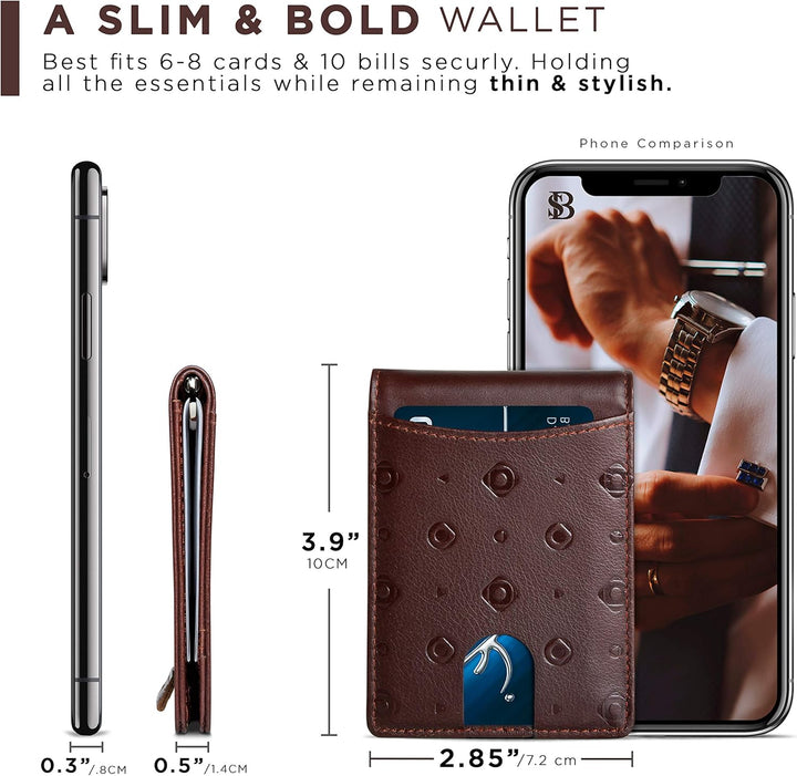 SERMAN BRANDS RFID Blocking Slim Bifold Genuine Leather Minimalist...